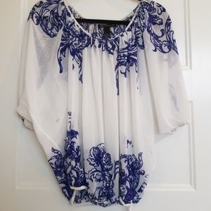 INC sheer pheasant top white and blue 4